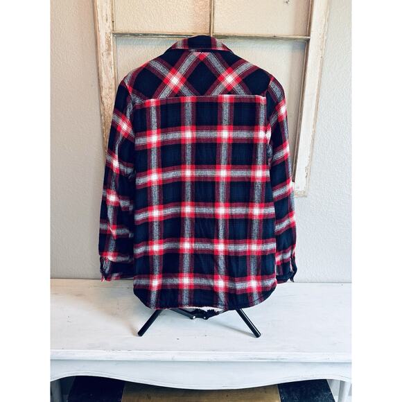 Ambience Women’s Shacket Size Large Shirt/Jacket Plaid Sherpa Button Up - Picture 4 of 11